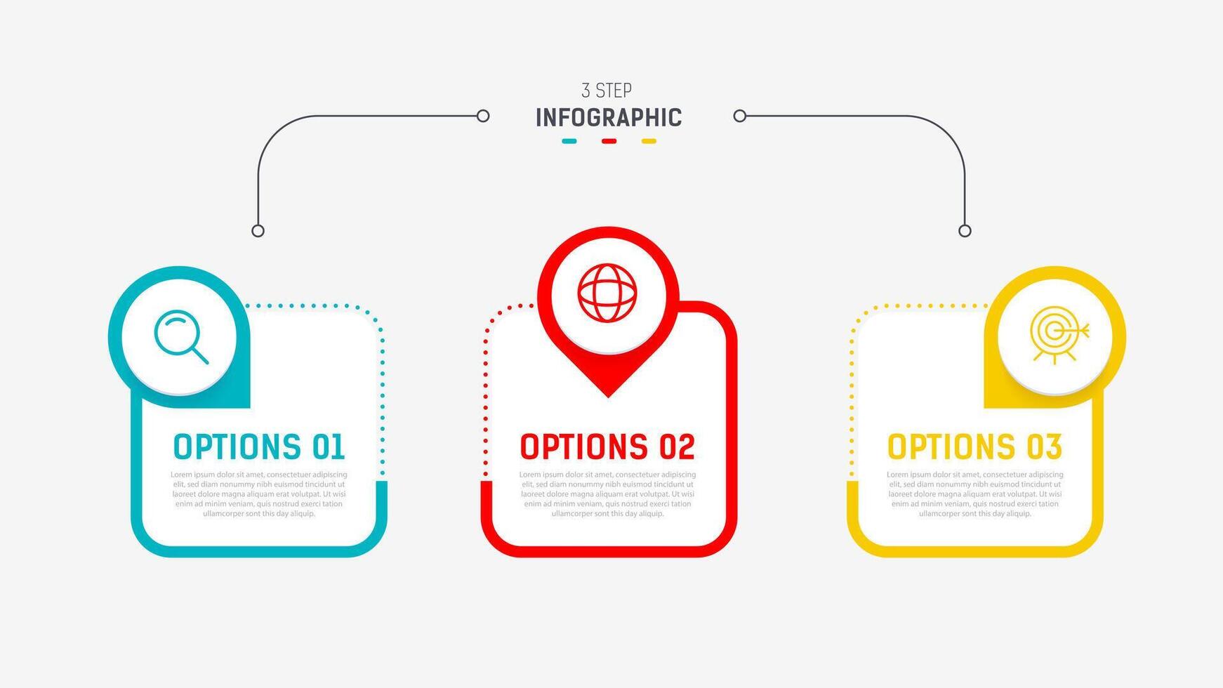 Three Step Infographic label design template with line icons. process steps diagram, presentations, workflow layout, banner, flow chart, info graph illustration. vector
