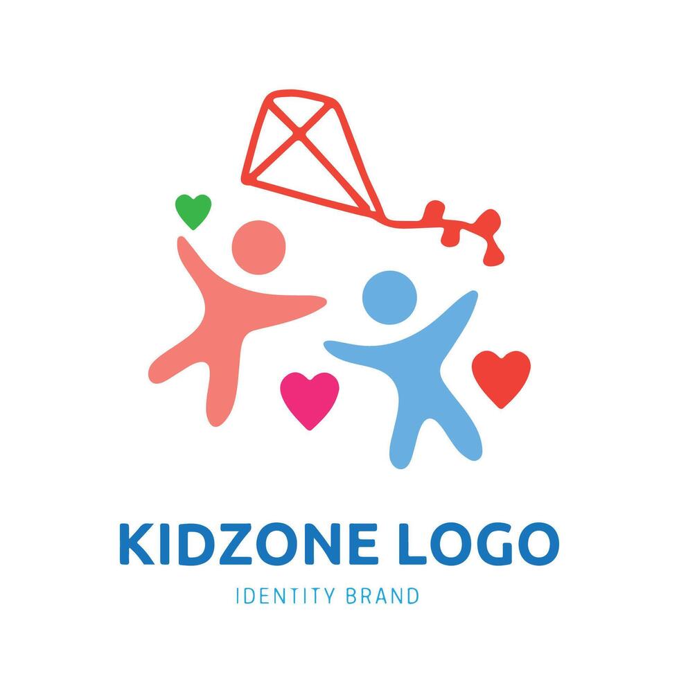 kid zone or kindergarten logo design for branding and identity vector