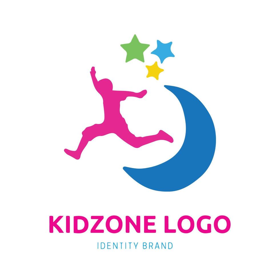 kid zone or kindergarten logo design for branding and identity vector