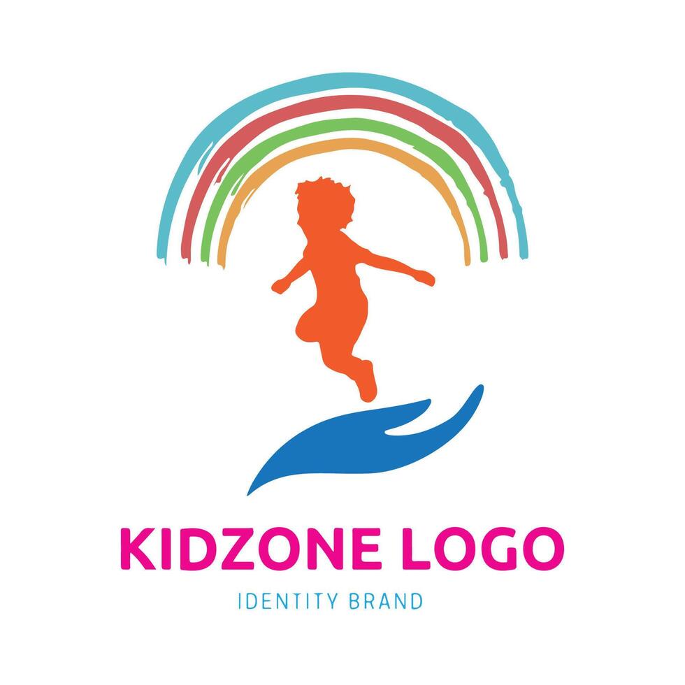 kid zone or kindergarten logo design for branding and identity vector