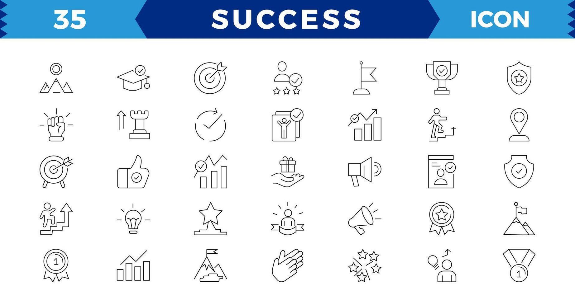 Success and Growth Editable Icons set. vector