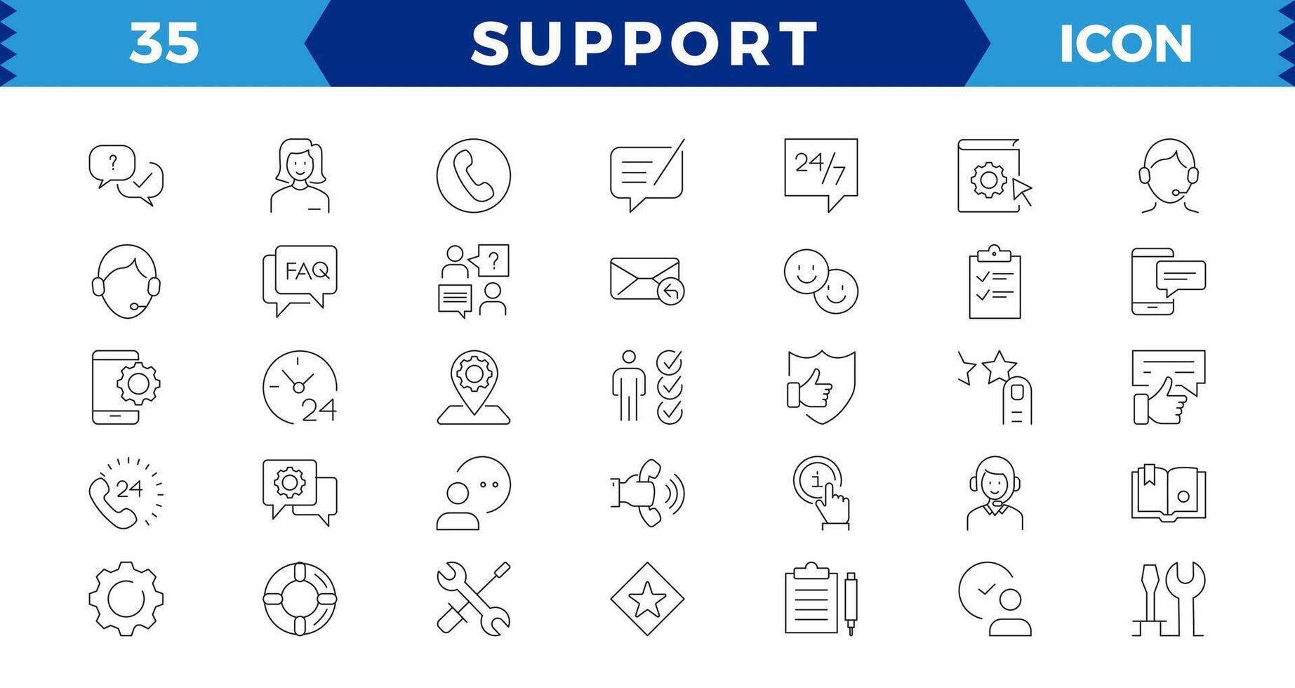 Customer Service and Support - Outline Icon Collection. Thin Line Set contains ,simple symbols collection. vector