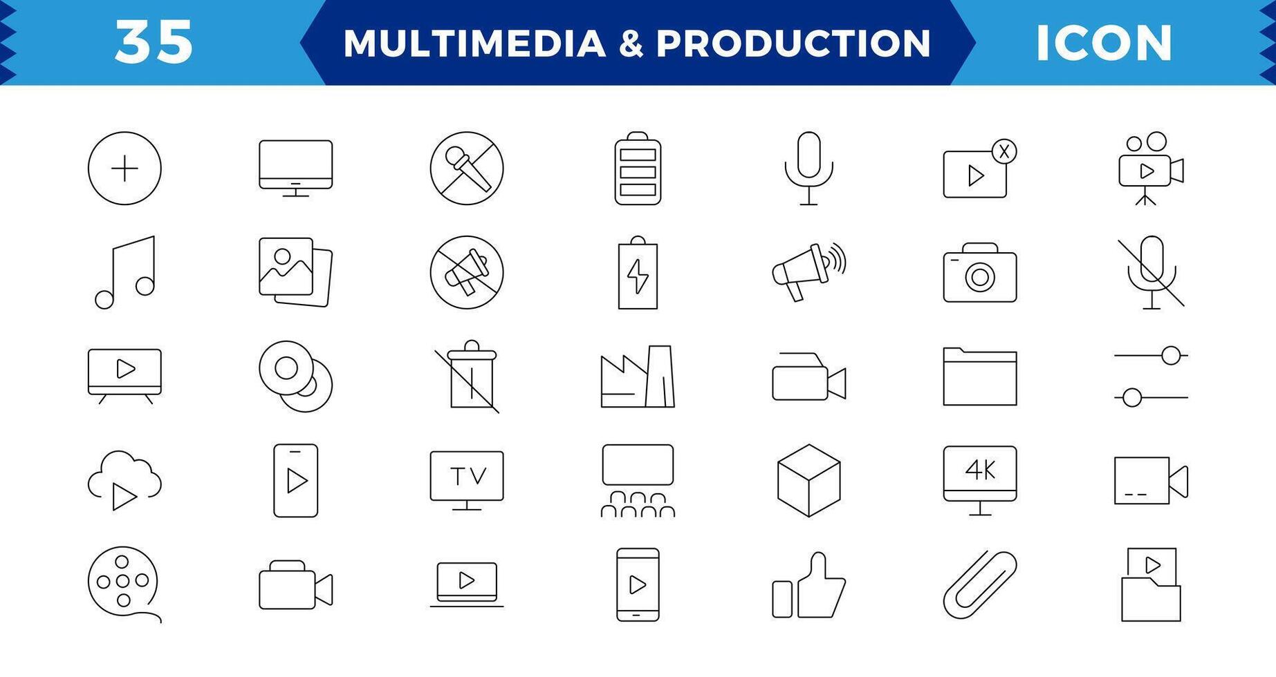 Multimedia and Production icon set. vector