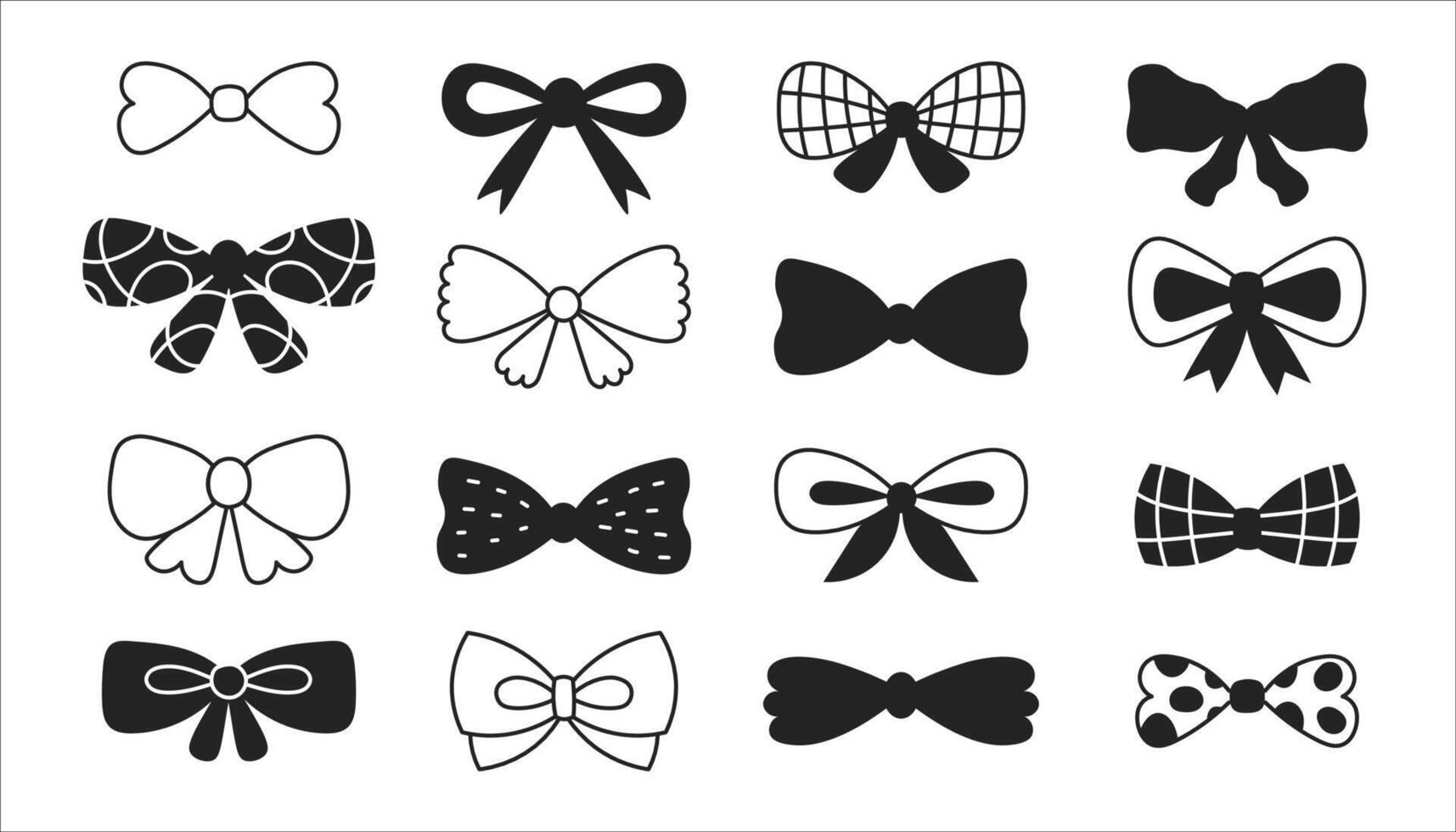 Bow tie knot doodle set vector