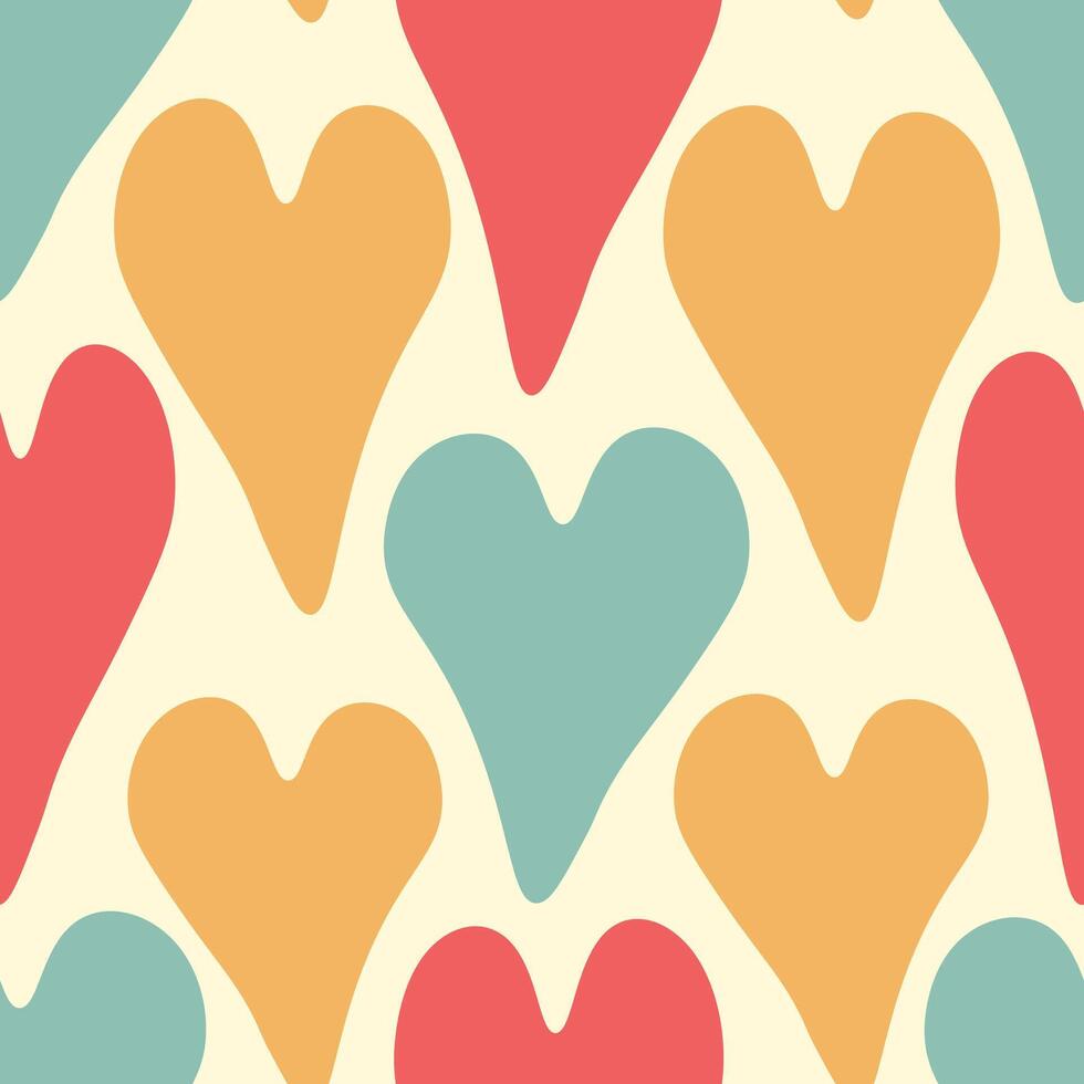 Hand drawn heart shape vintage seamless pattern vector