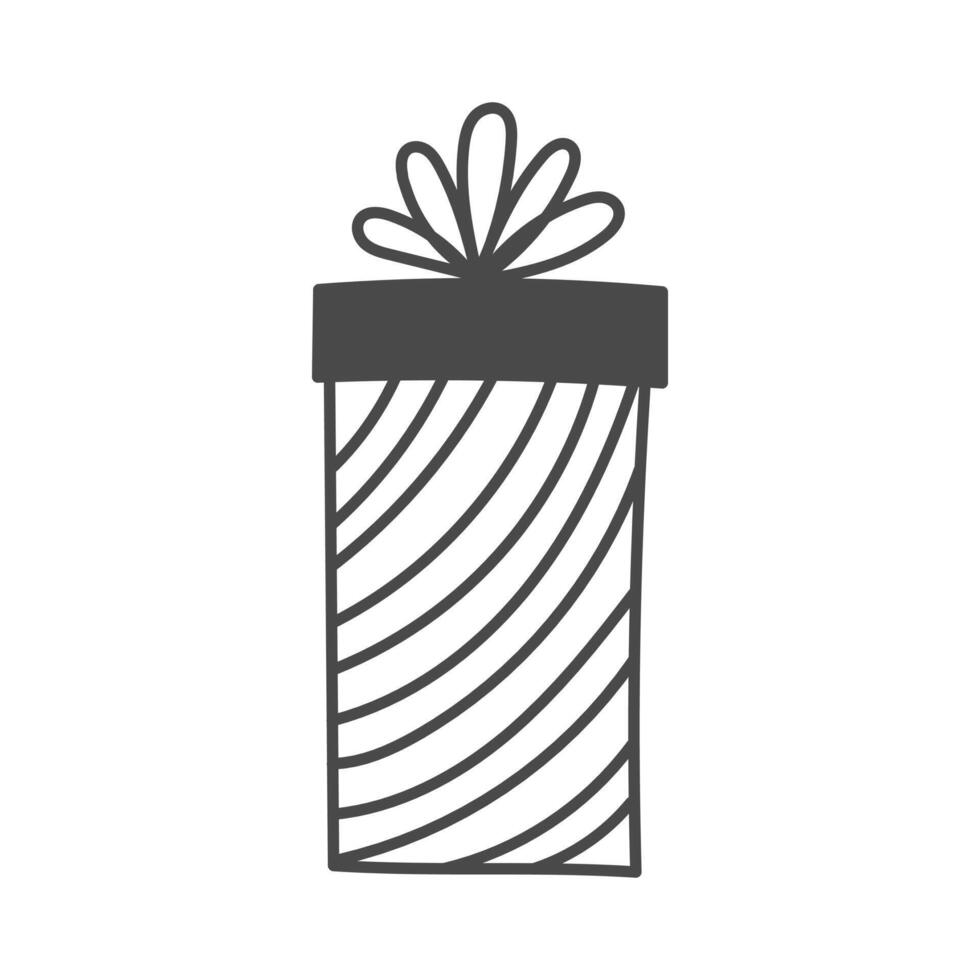 Hand drawn present gift box outline symbol in doodle style vector