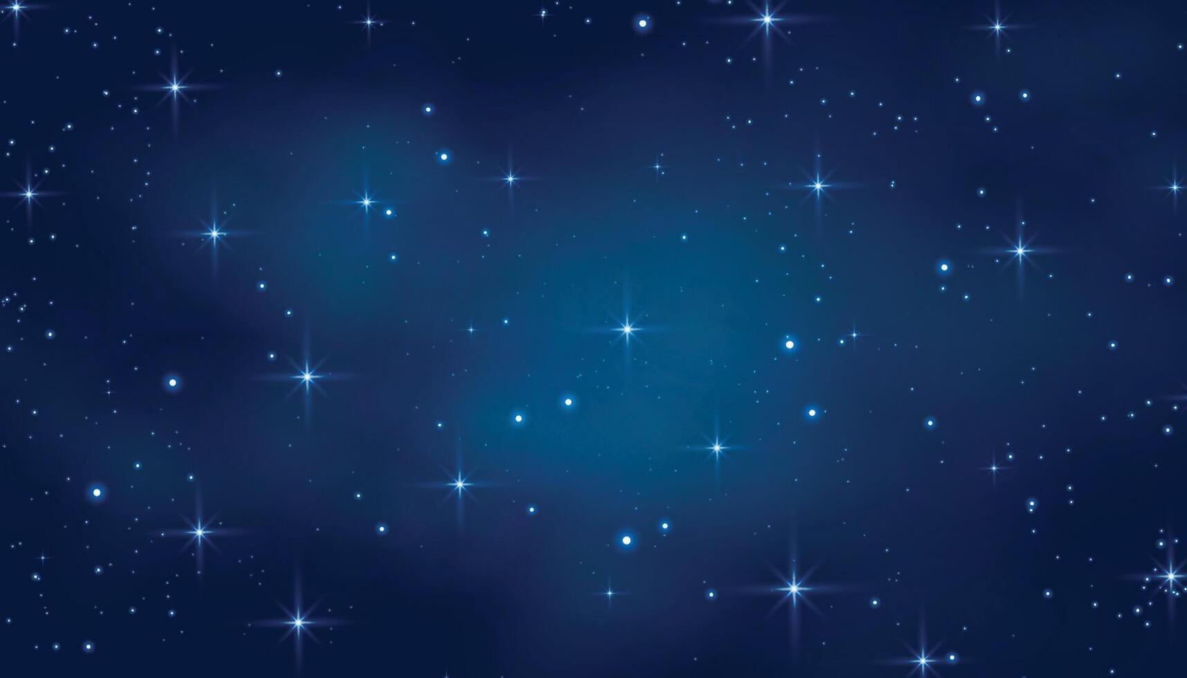 Starry night sky space seamless pattern. Galaxy shiny stars background, fabric seamless print or textile background. Wrapping paper space pattern or wallpaper with comet, glowing constellations vector
