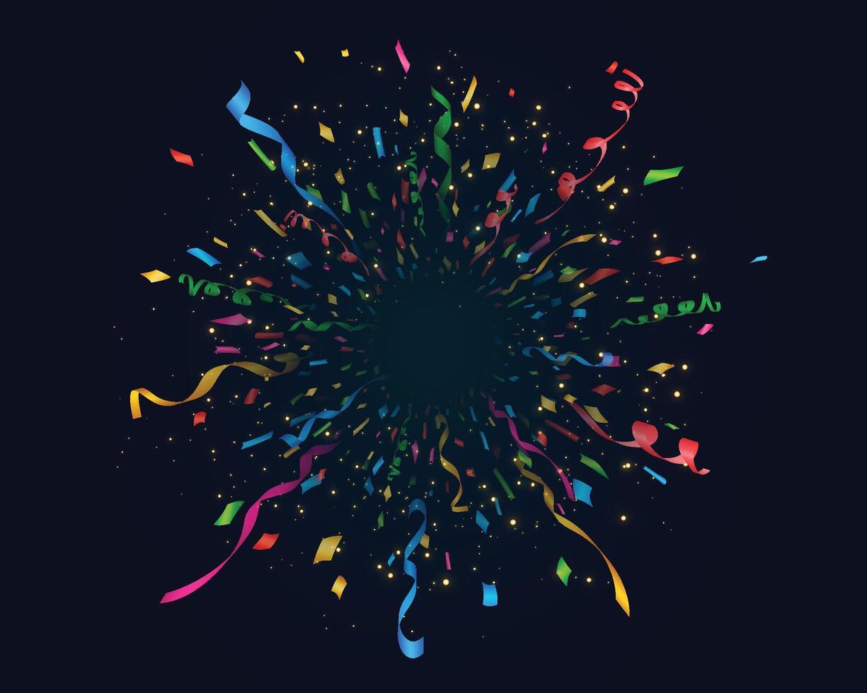 Celebration background with confetti and ribbons. illustration. vector