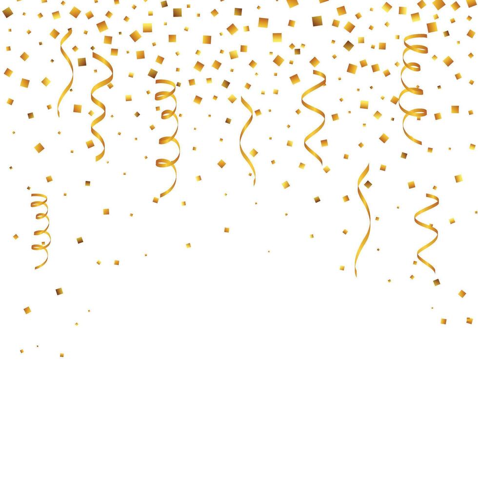 Gold confetti. Celebration carnival ribbons. Luxury greeting card. illustration. vector
