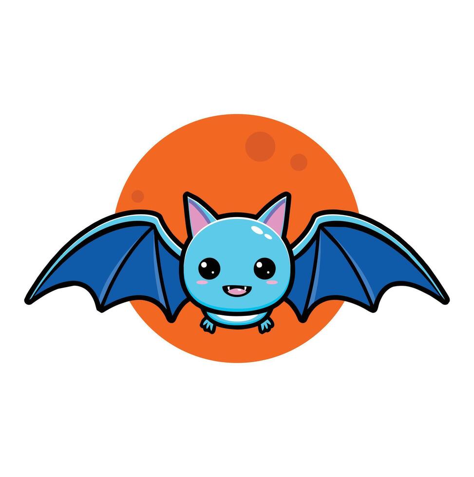 Cute cartoon bat illustration. Flying bat with spread and folded wings, flight animation. Funny Halloween symbol clip art. vector