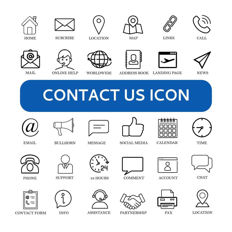 Outline web icons set, Contact us vector