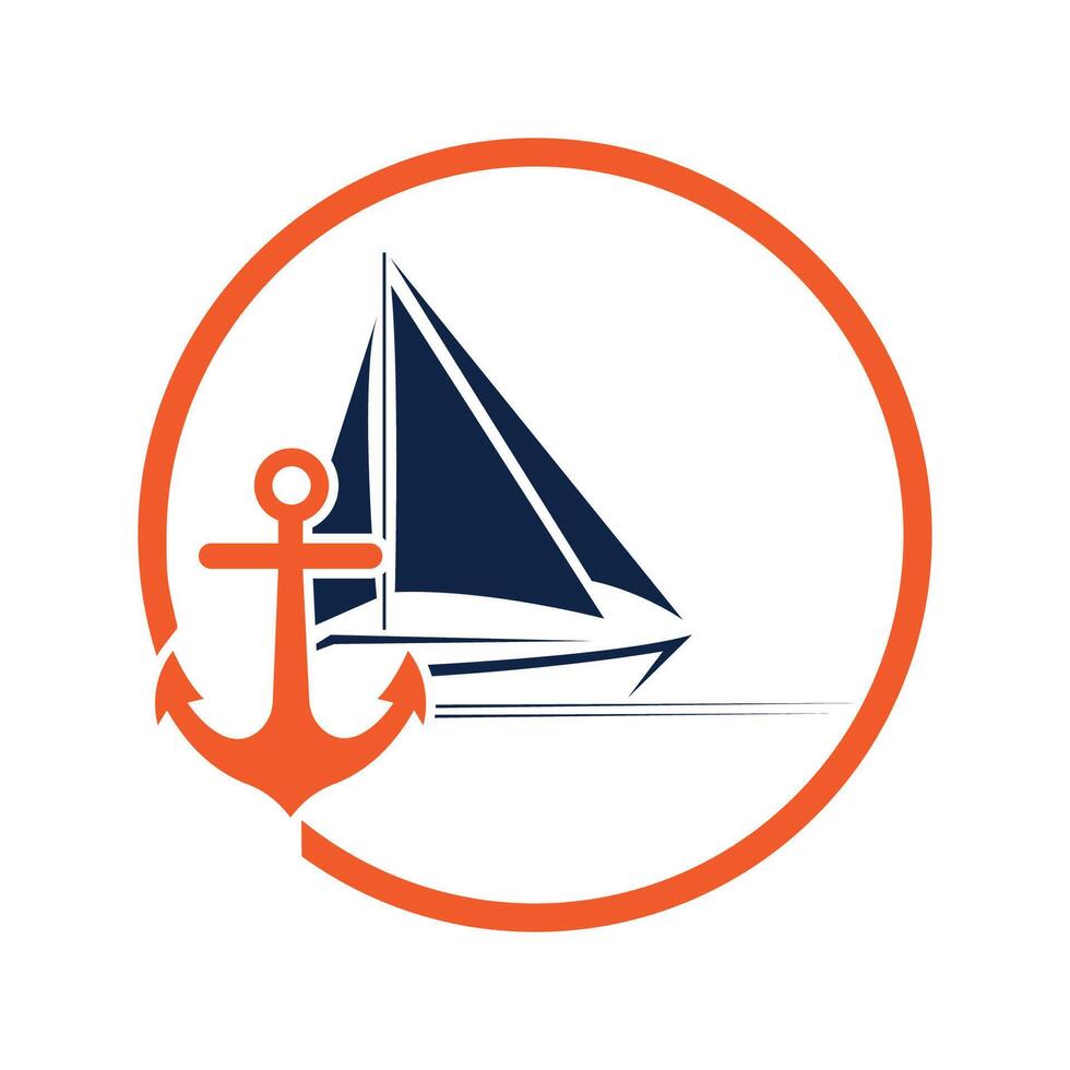 sailing boat yacht logo illustration isolated on white. Yacht club logotype vector