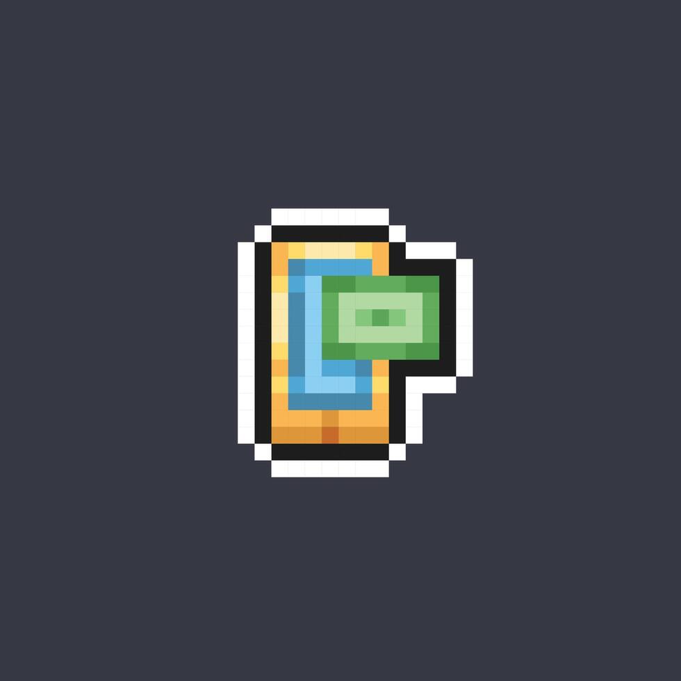 phone with money in pixel art style vector