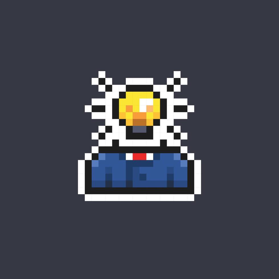 bulb head wearing suit in pixel art style vector