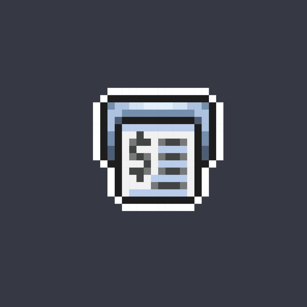 bill paper in pixel art style vector