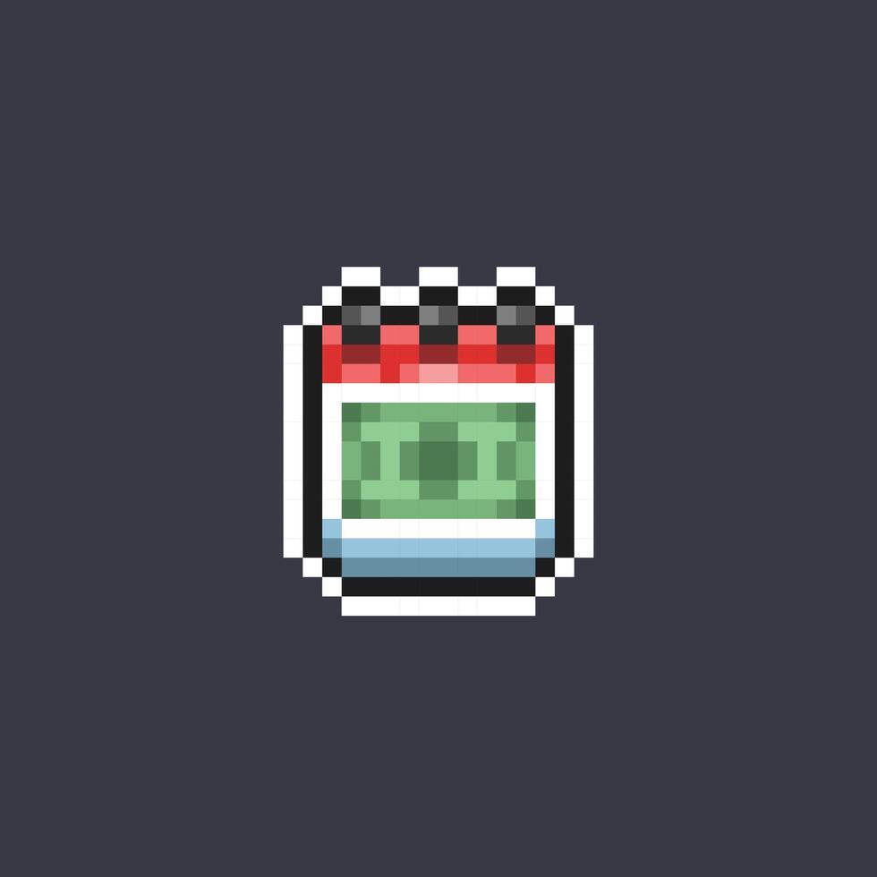 calendar with money sign in pixel art style vector