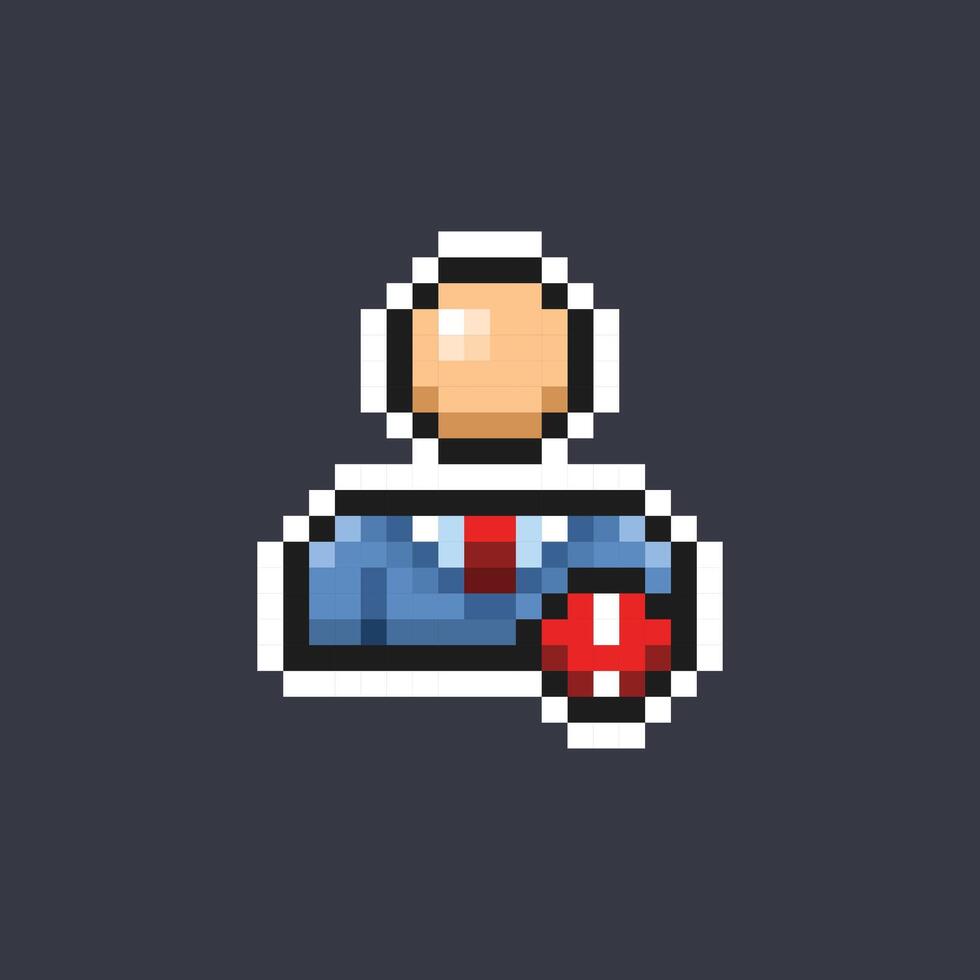 people wearing suit with exclamation mark in pixel art style vector