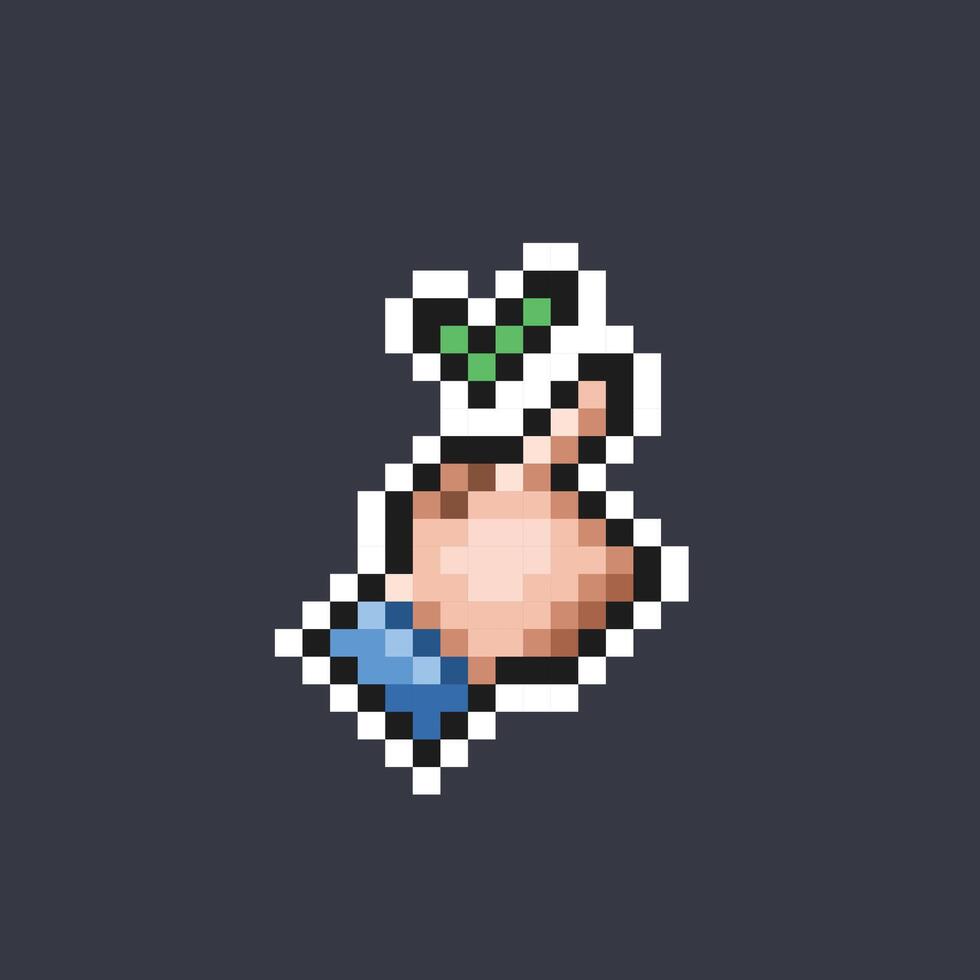 pointer with check sign in pixel art style vector