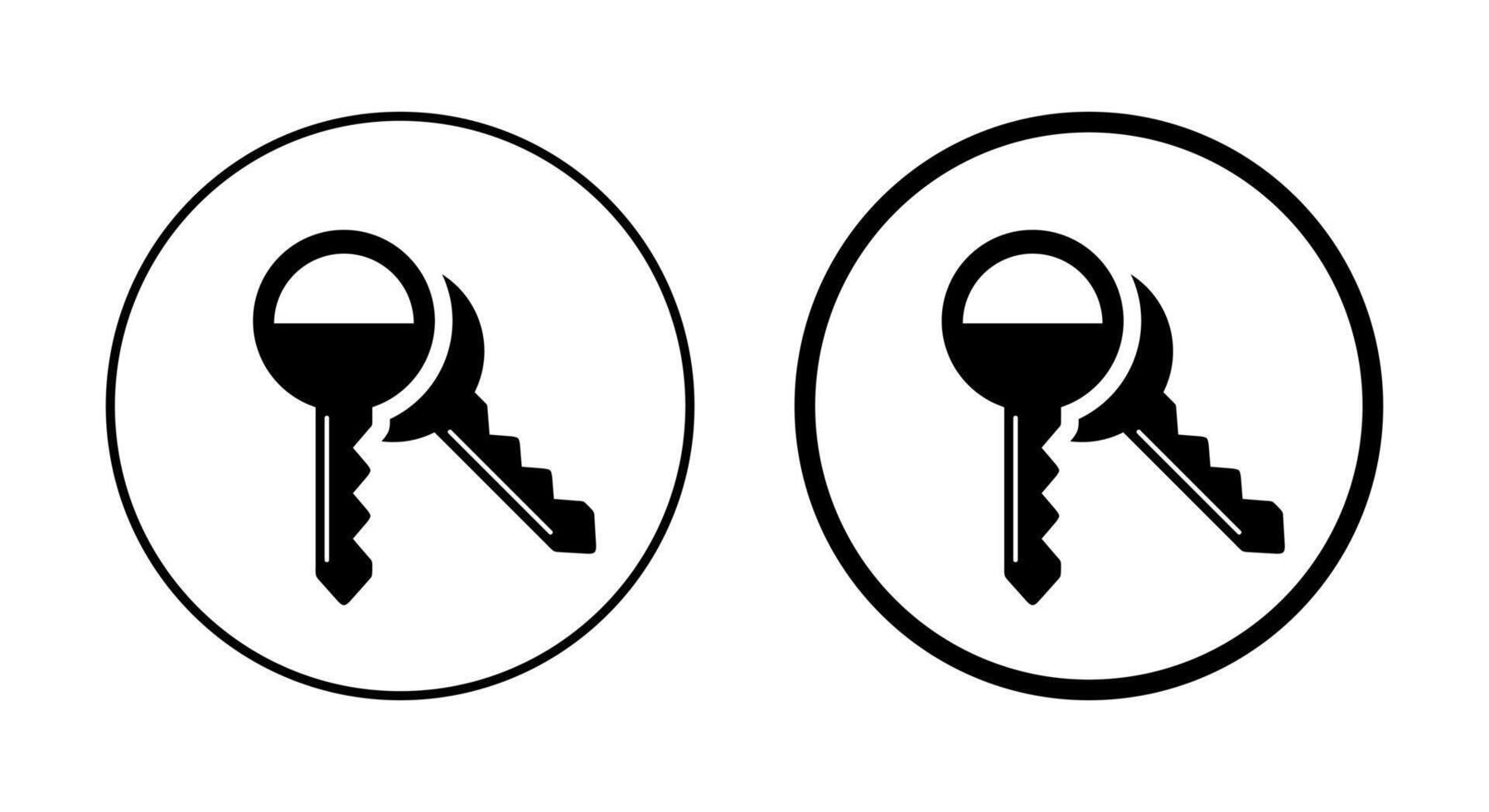 Two key icon on circle line. Activation sign symbol vector