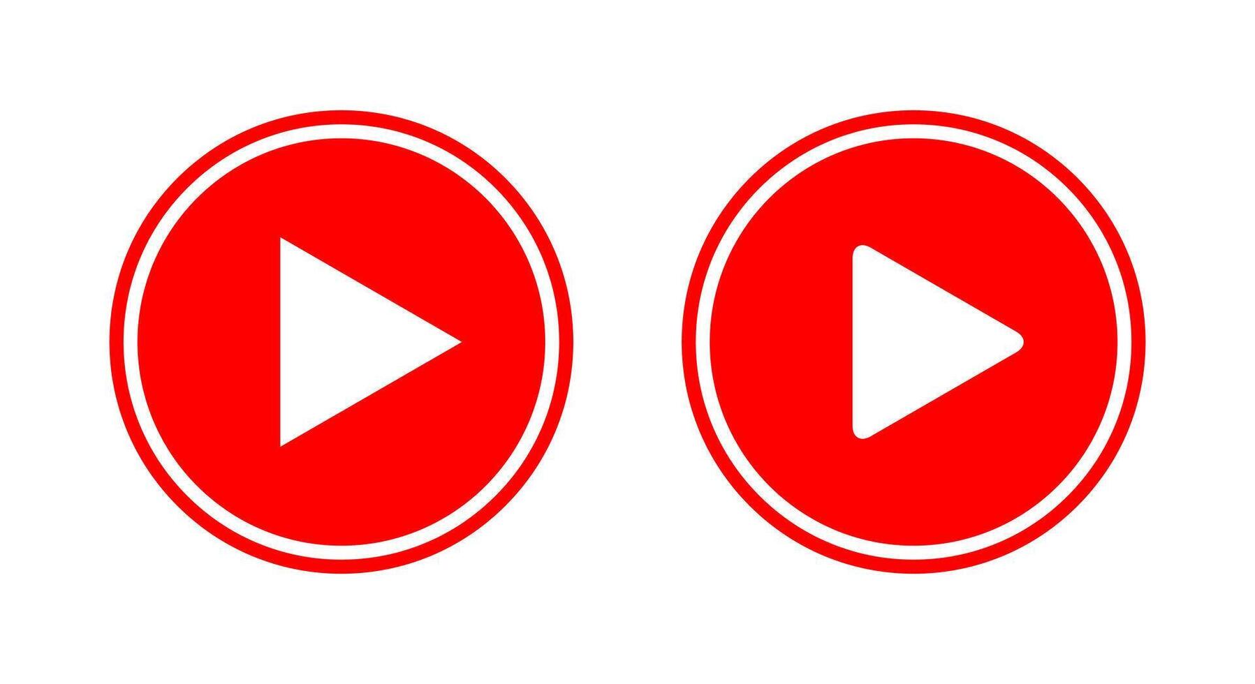 Play button icon with circle outline. player logo app vector