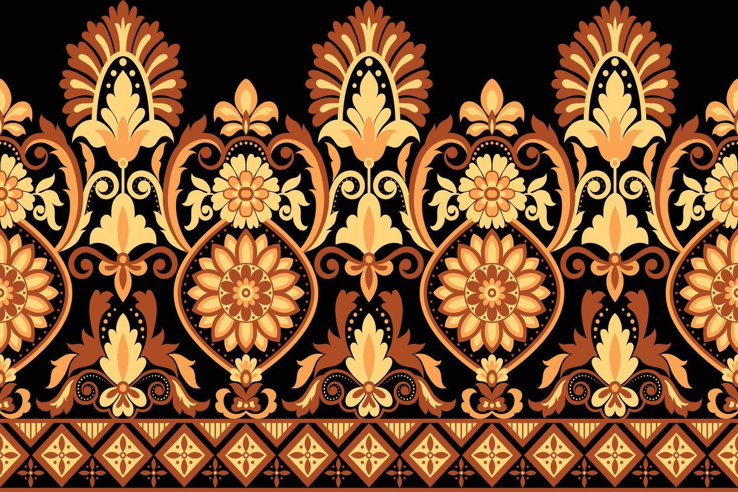 Damask pattern background Geometric ethnic oriental ikat seamless pattern traditional Design for background, carpet, wallpaper, clothing, wrapping, Batik, fabric, illustration embroidery. vector