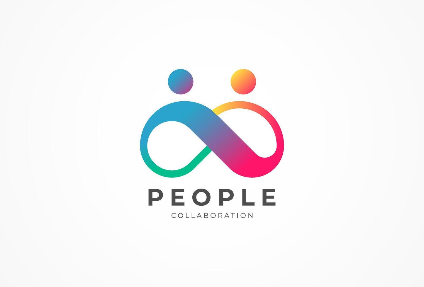 People logo design, human with infinity icon combination in gradient color, people logo design template design element, illustration vector
