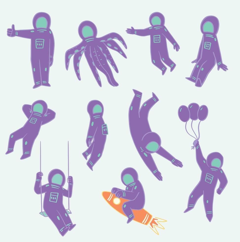 Astronaut Illustration Collection vector