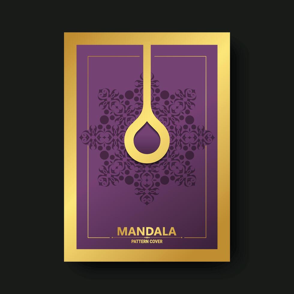 luxury purple mandala cover in gold vector