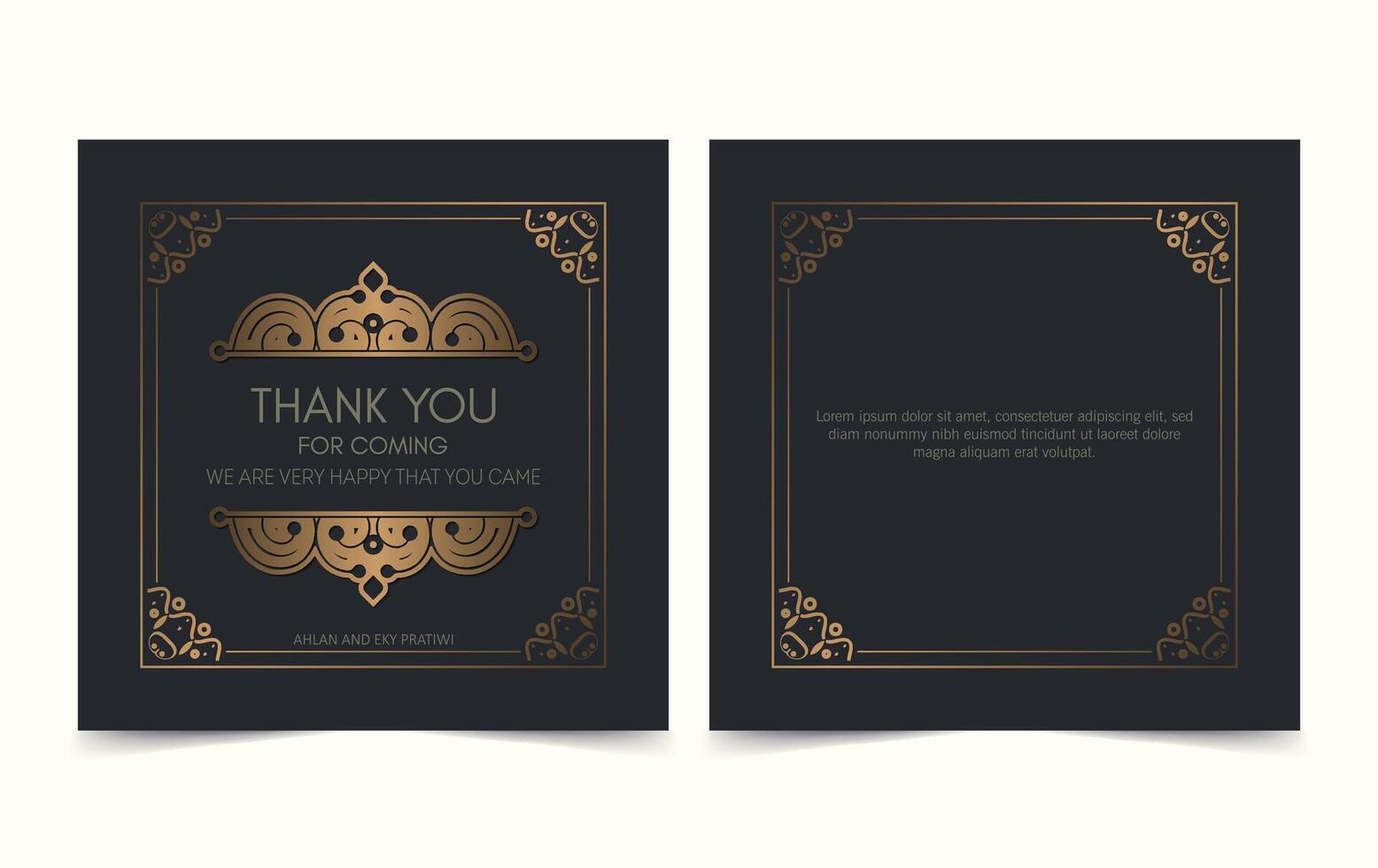 classic gold thank you wedding card vector