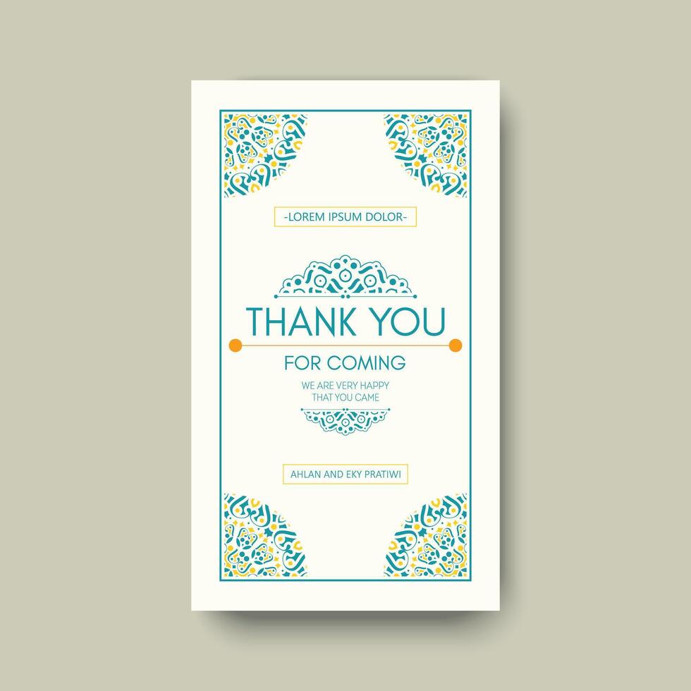 colorful patterned wedding thank you cards vector