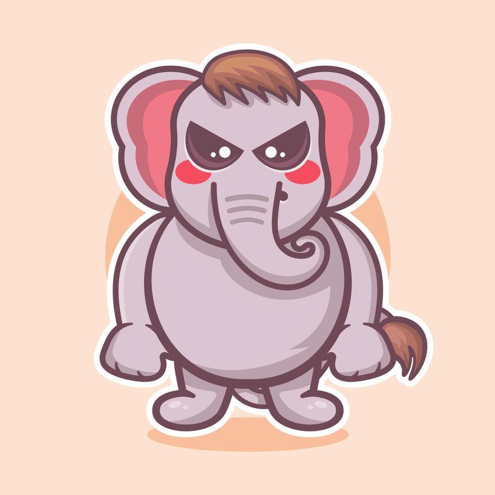 serious elephant animal character mascot with angry expression isolated cartoon vector