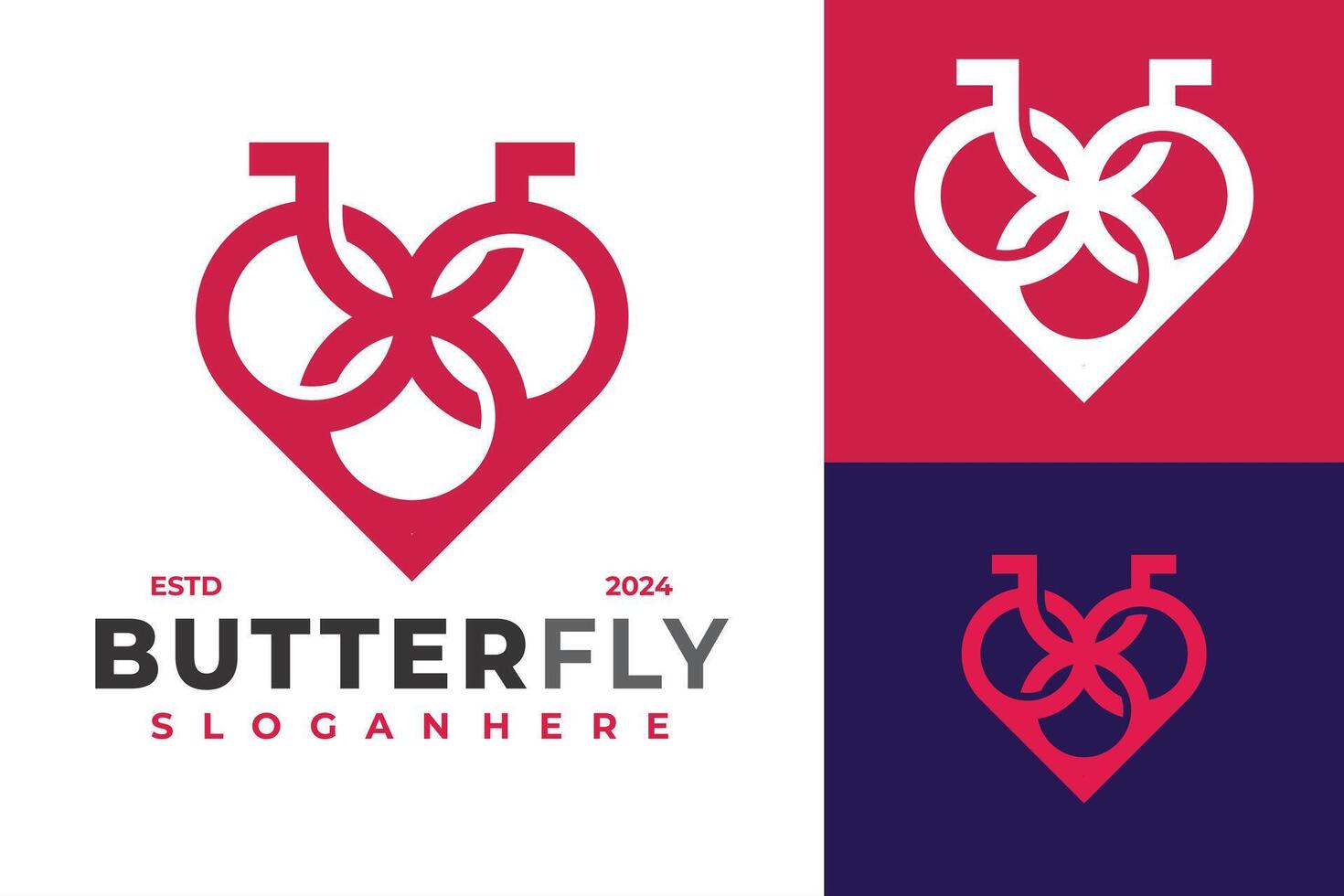 Letter U Butterfly Love logo design symbol icon illustration vector