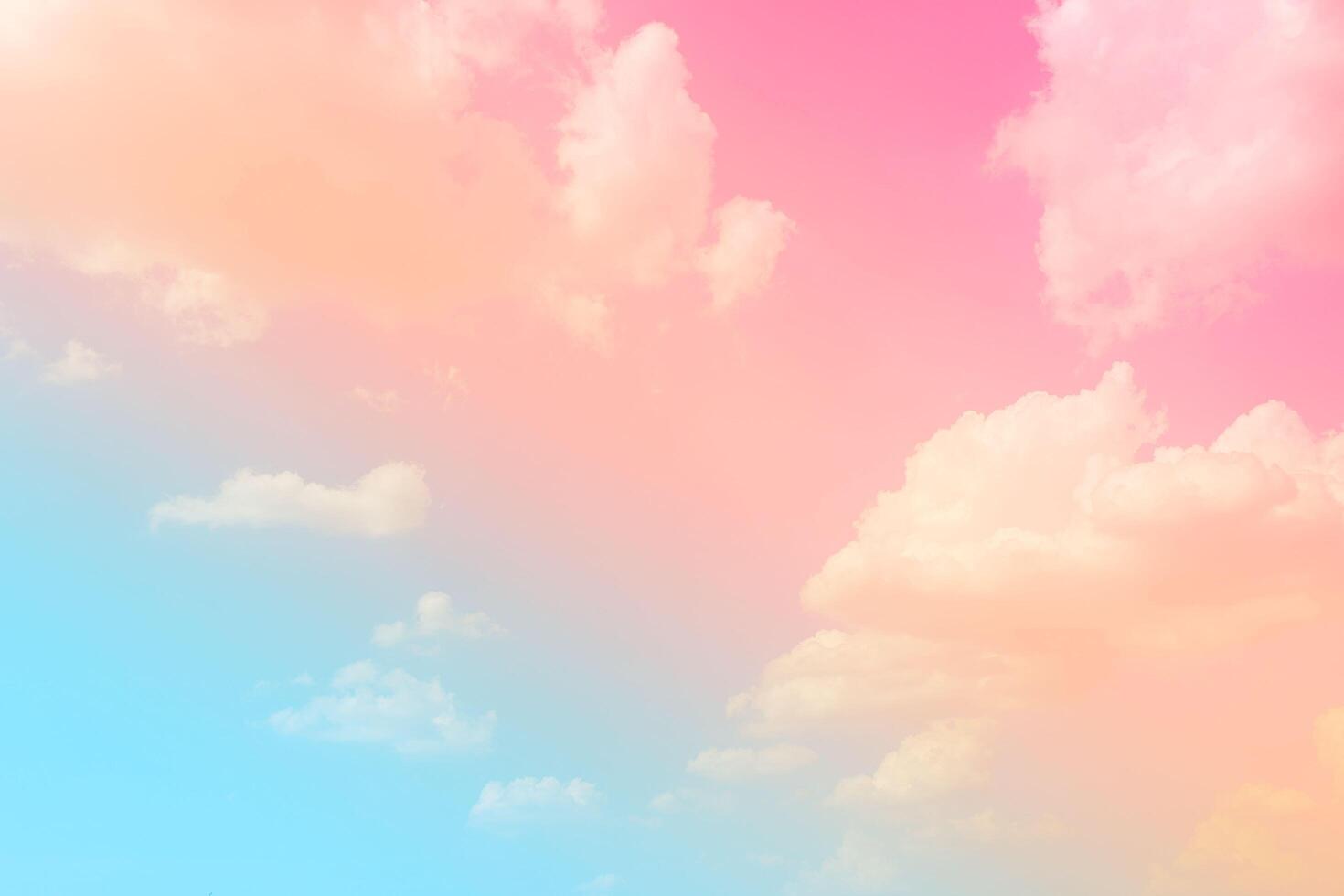 Pink sky clouds background, pastel sky background photo