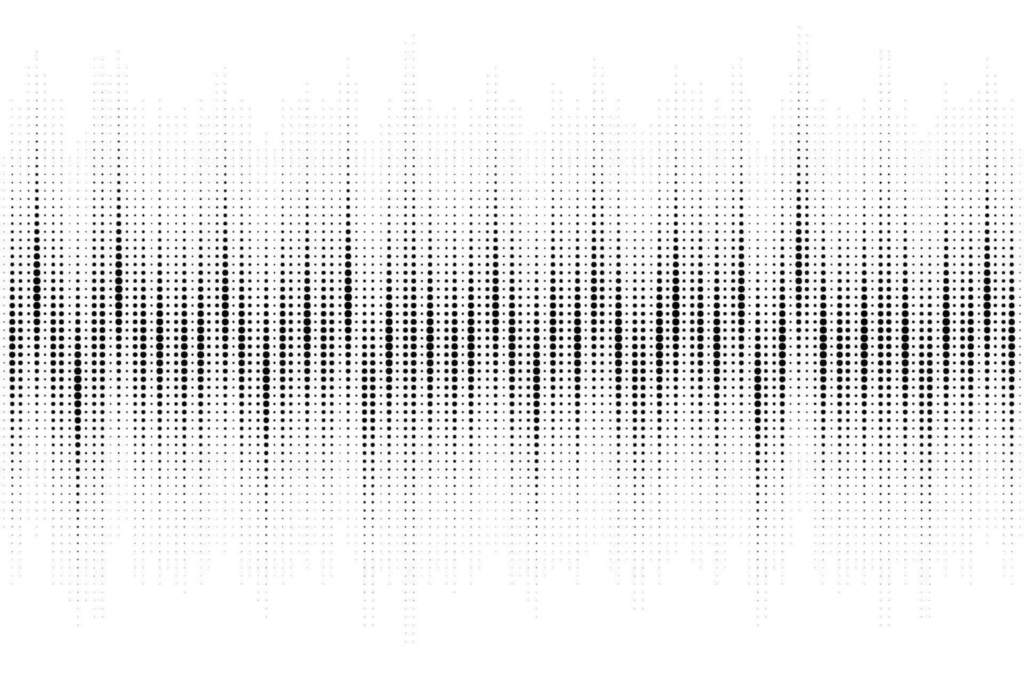 Sound wave dotted pattern. Music halftone background. Audio digital frequency border. Equalizer gradient spectrum grid. Abstract pulse isolated on white backdrop. vector