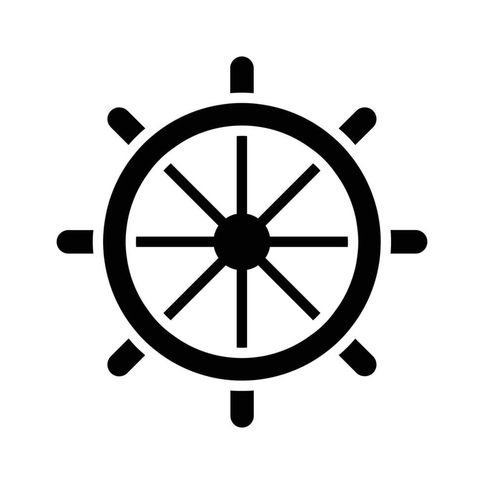 ship navigatiion, ship steering, control symbol solid icon design vector