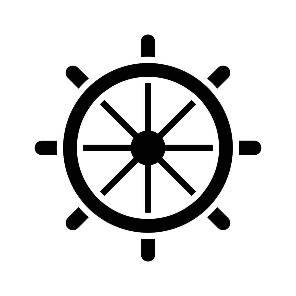 ship navigatiion, ship steering, control symbol solid icon design vector