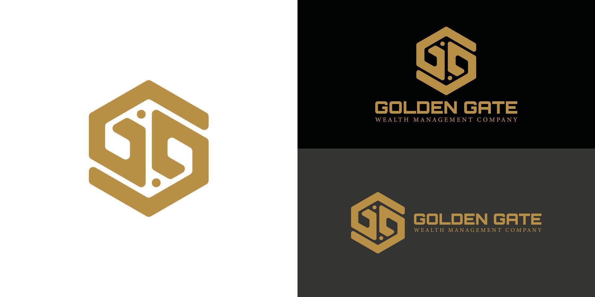 Abstract initial hexagon letter G or GG logo in gold color isolated on multiple background colors. The logo is suitable for wealth management business company icon logo design inspiration templates. vector