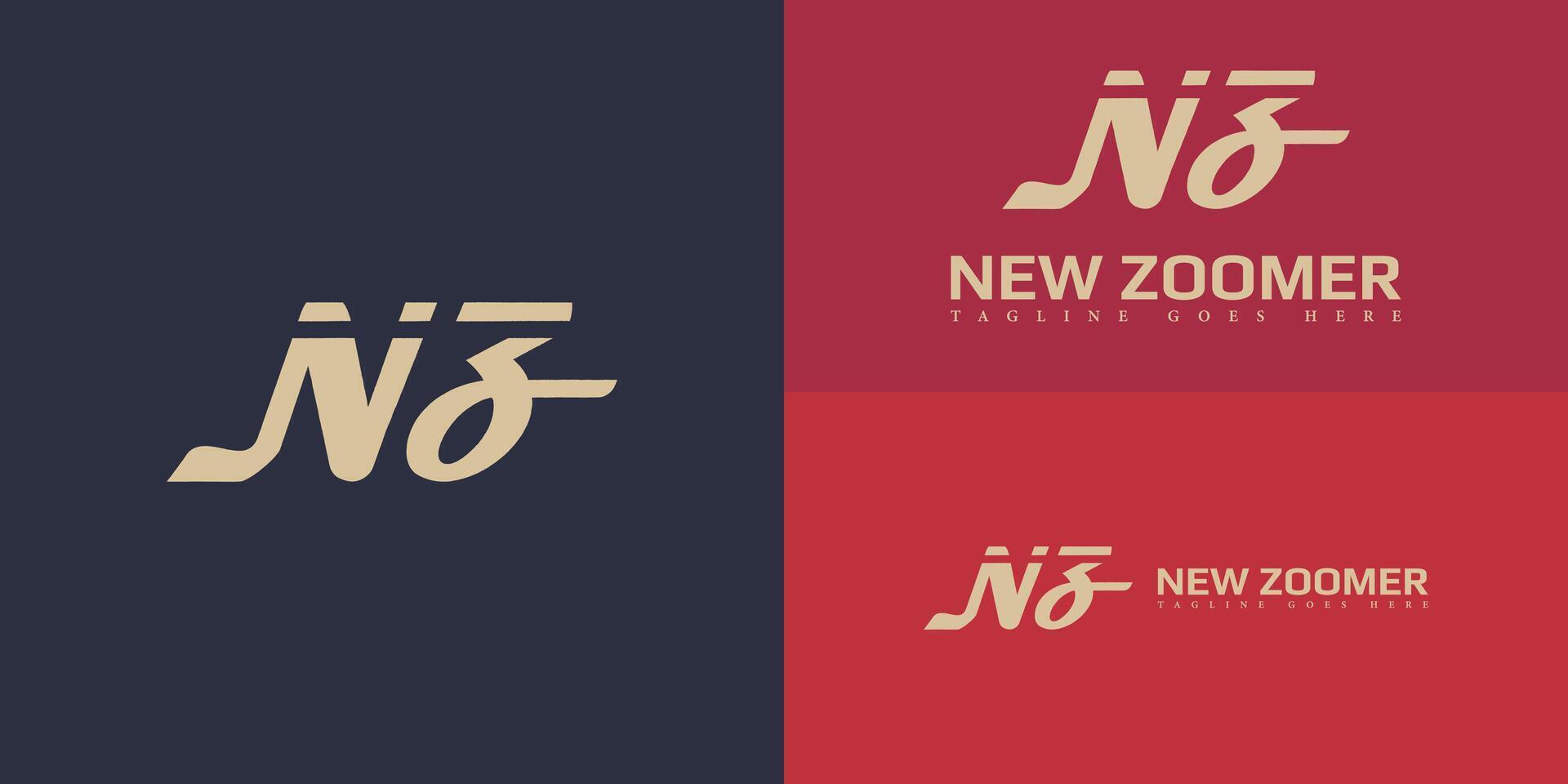 Abstract initial letter NZ or ZN logo in gold color isolated on multiple background colors. The logo is suitable for Car Importer Sister Company icon logo design inspiration templates. vector