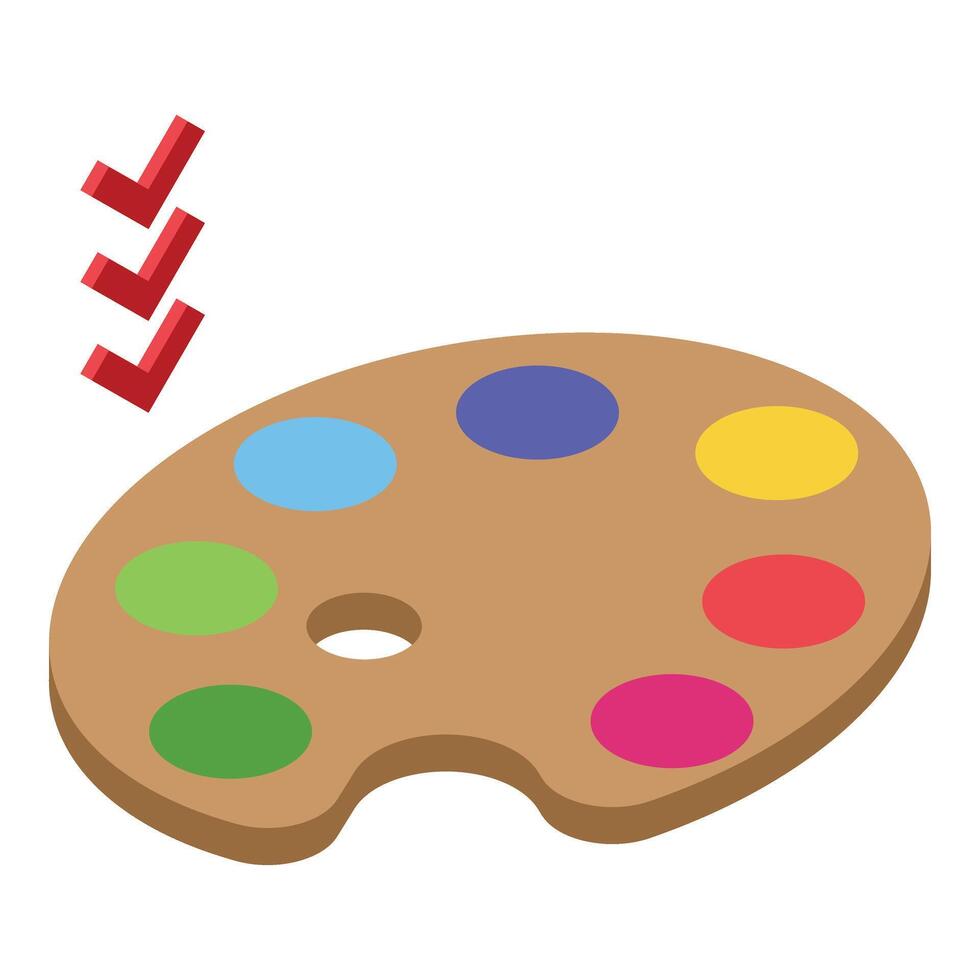 Colorful wooden palette icon isometric . Art paint craft vector