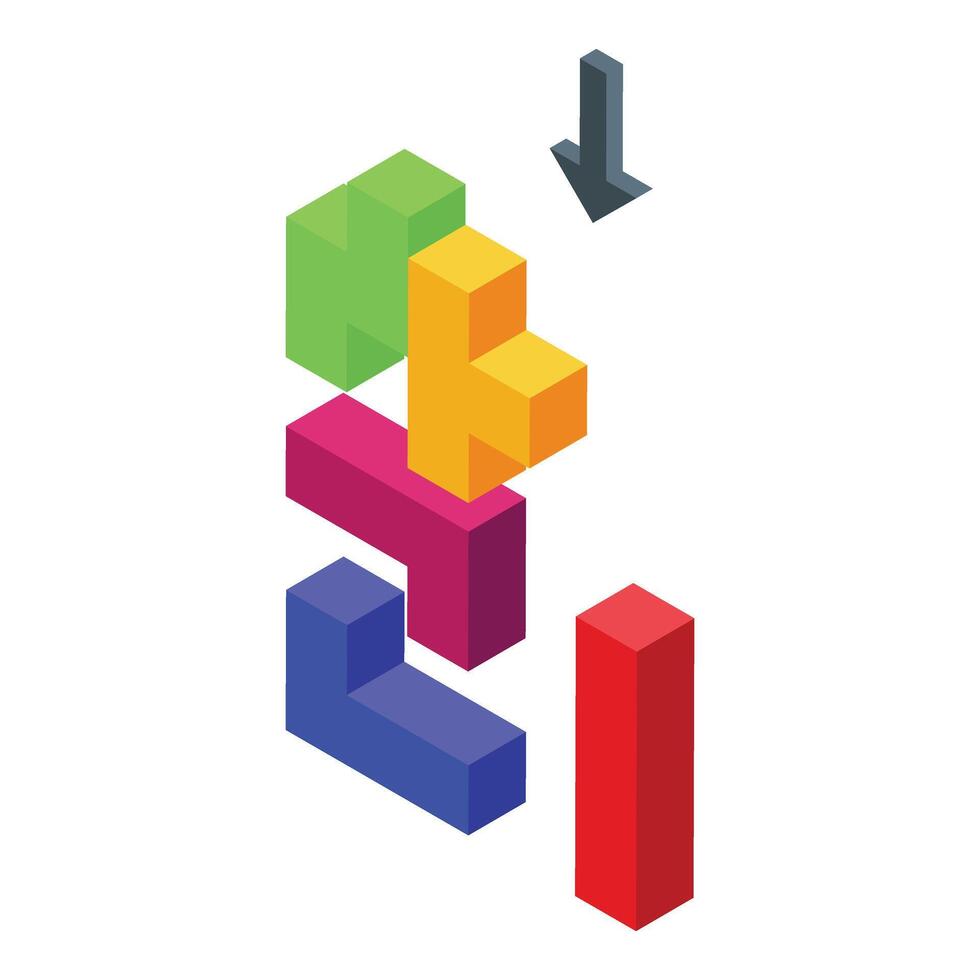 Block game colorful icon isometric . Puzzle element vector