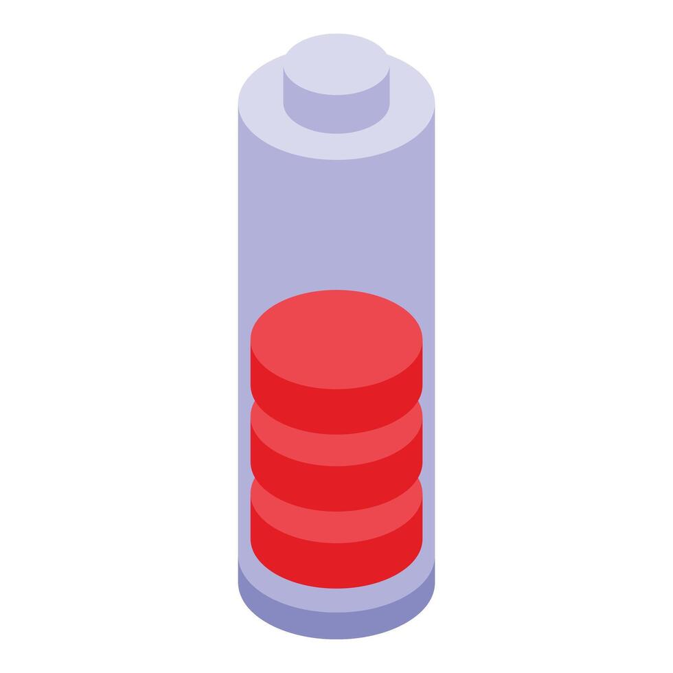 Half battery charge icon isometric . Load energy vector