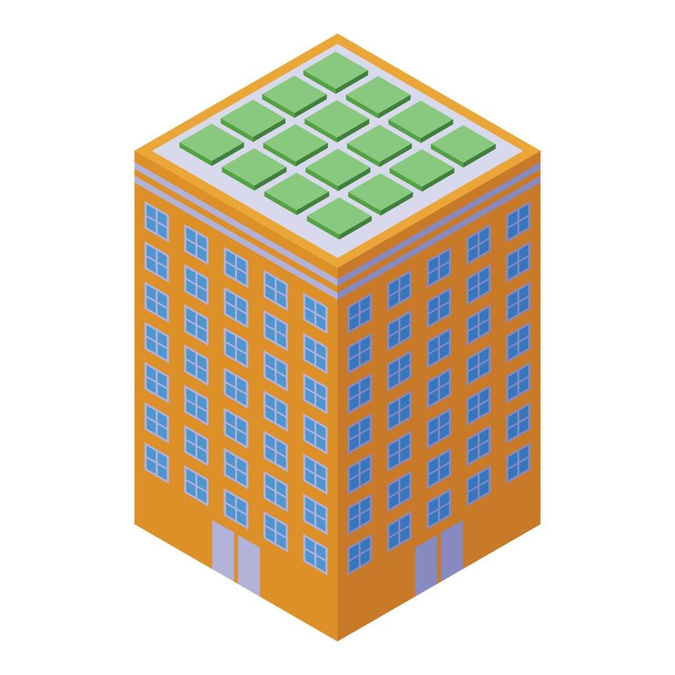 Roof gardening icon isometric . City eco nature vector