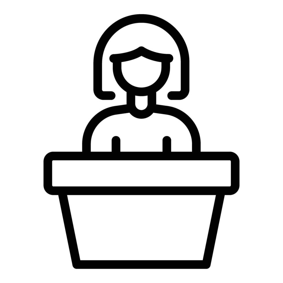 Female glass ceiling icon outline . Workplace discrimination vector