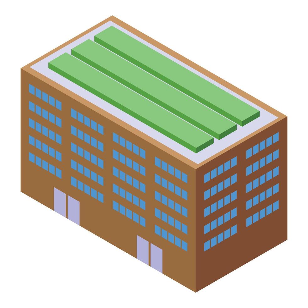 Green garden on roof icon isometric . City building vector