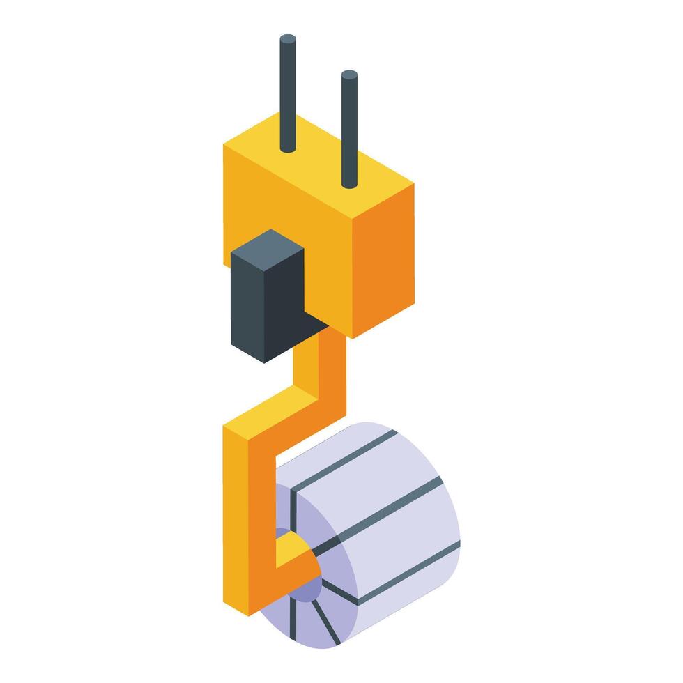 Factory metal steel icon isometric . Package process of wire vector