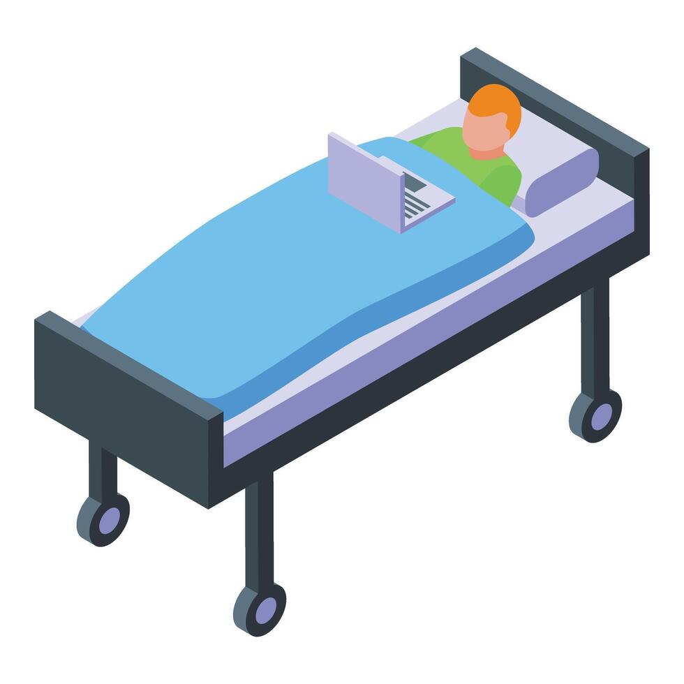 call in hospital bed icon isometric . Creative worker vector
