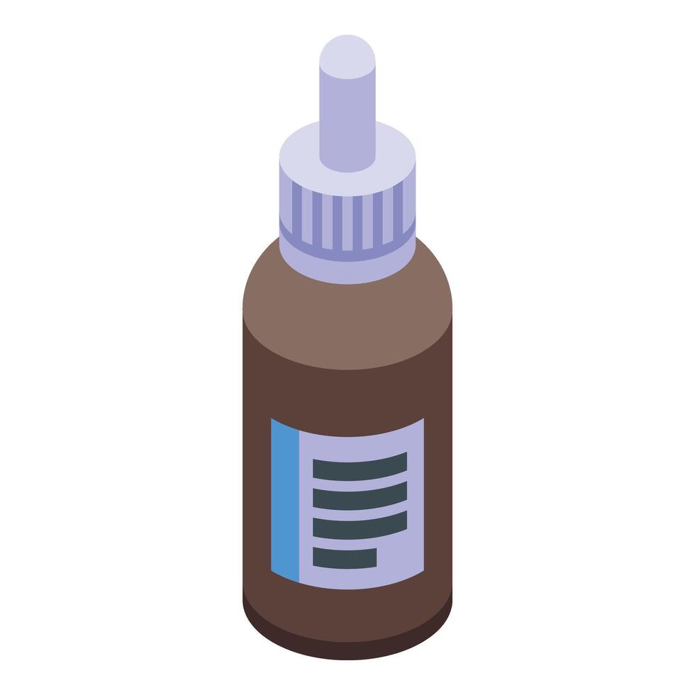 Ear drops bottle icon isometric . Treatment infection vector