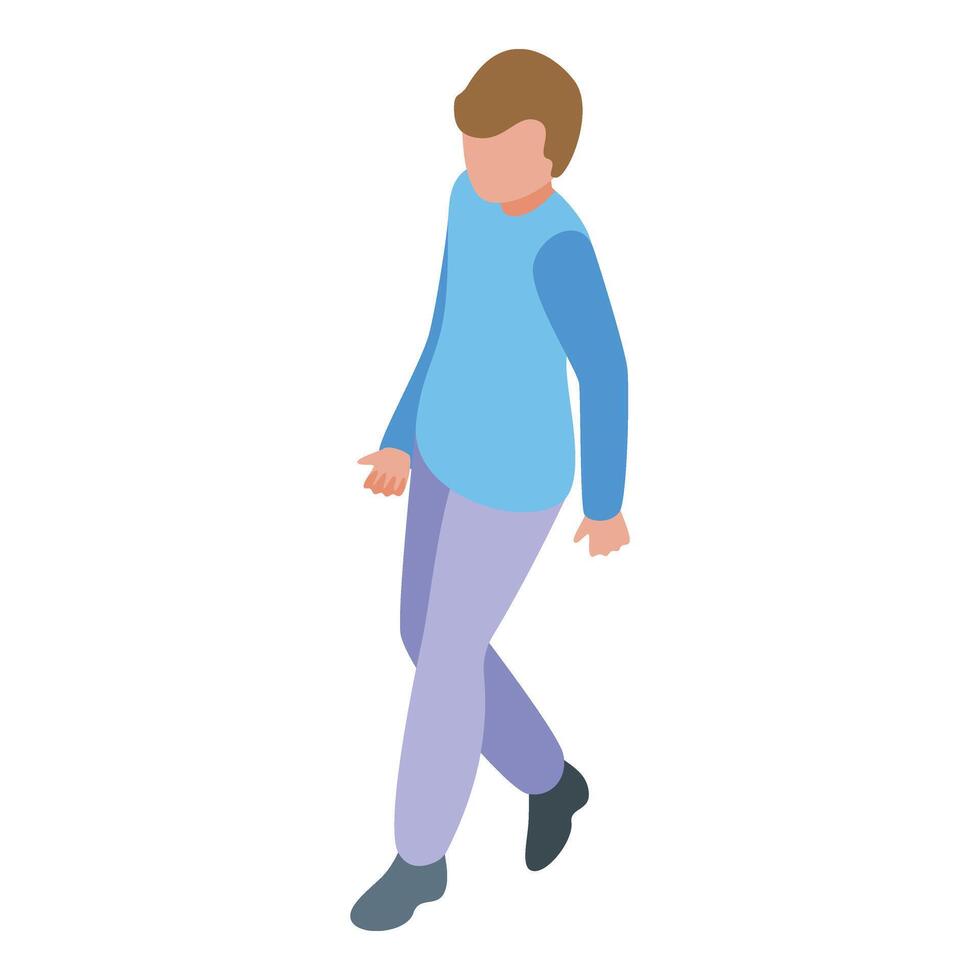 Walking kid outdoor icon isometric . Boy young active vector