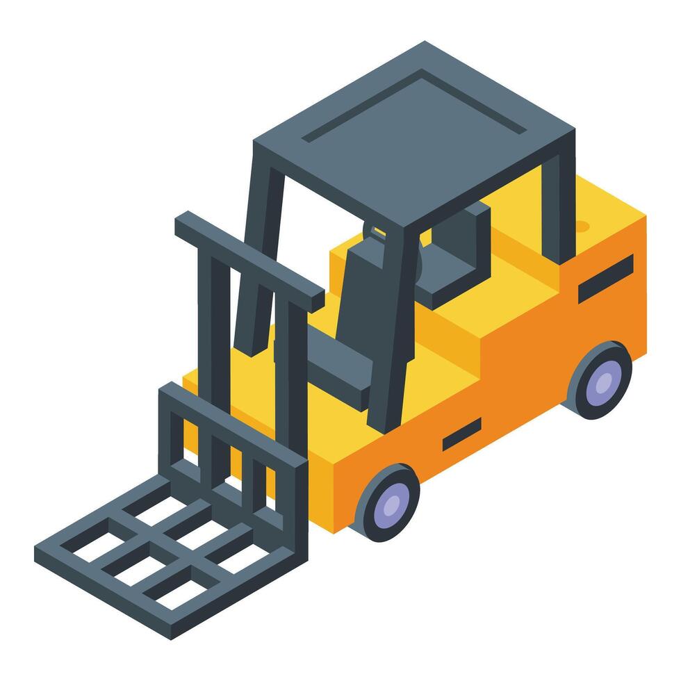 Yellow forklift icon isometric . Cargo vehicle vector