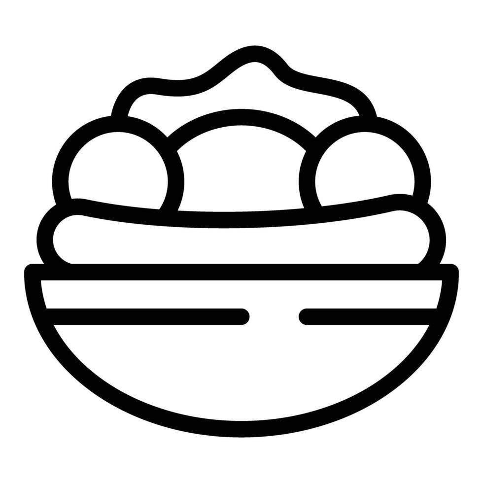 Banana split masterpiece icon outline . Creamy dairy snack vector